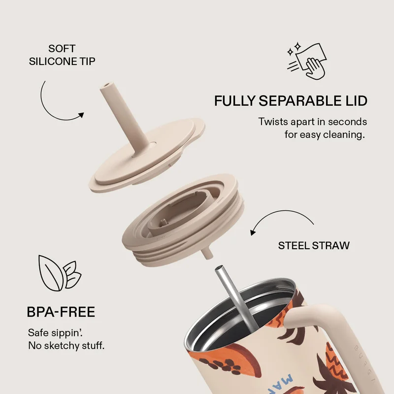 Burga 40oz (1.2L) Tumbler Abacaxi Burga 40oz (1.2L) Insulated Stainless Steel Tumbler with Handle & Leakproof Straw Lid – Double Wall Vacuum Travel Mug, Keeps Drinks Hot up to 12 Hours & Cold All Day, Cup Holder Friendly Reusable Bottle Abacaxi  | Best Price UAE